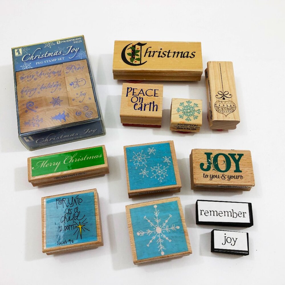 Assortment of Crafting Stamps. Christmas  Holidays Set of 21 Stamps